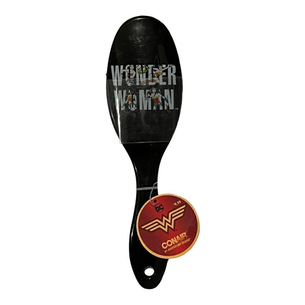 Conair Wonder Woman Oval Hair Brush Cushion Detangle DC Comics Black New